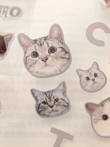 3 Piezas Pegatinas Con Diseño De Gatos Animados, Lindas Calcomanías De Gatitos Para Decoración De Teléfonos Y Computadoras - Multicolor - Ver 4