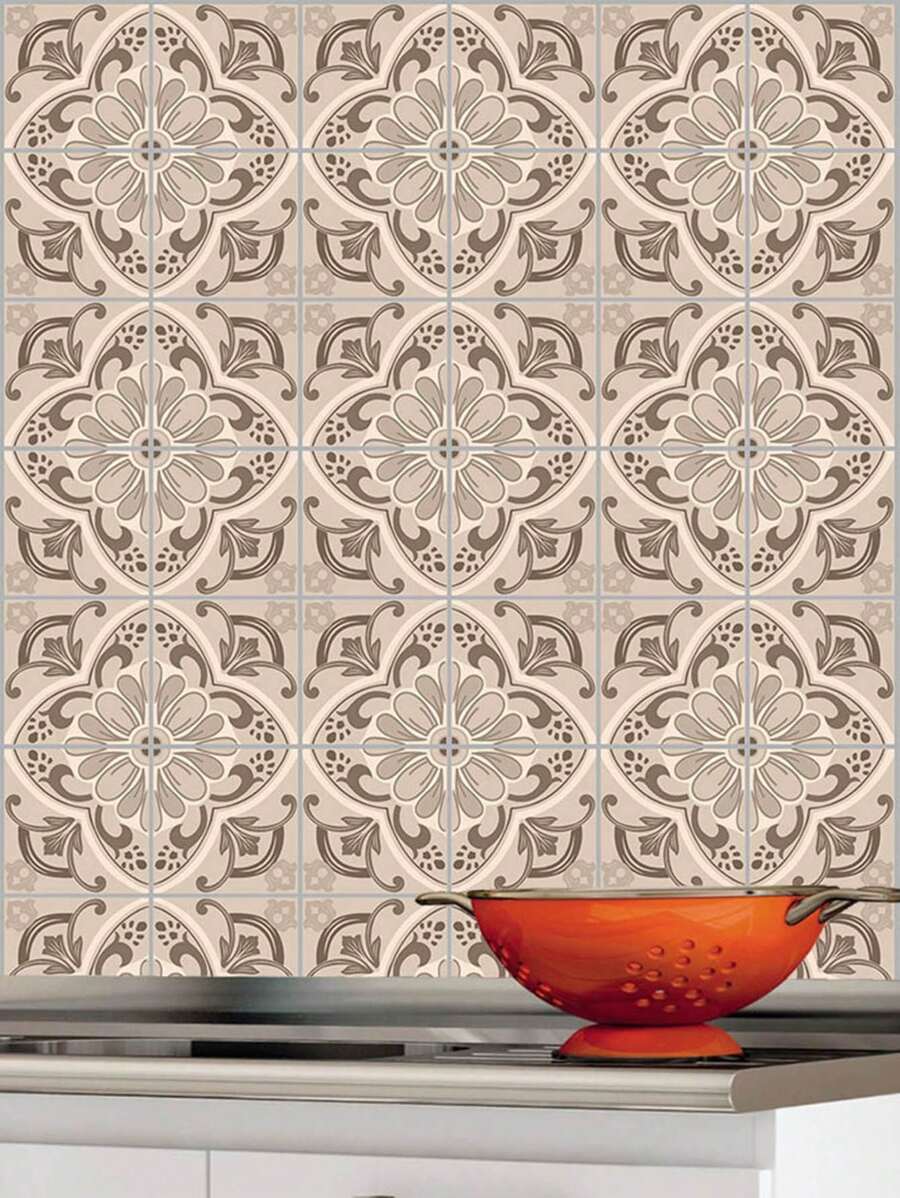 D. Lima Quadros Papel de parede adesivo vinil Azulejo 304 RETRÔ marrom rolo 150x50cm para Cozinha Copa Area Gourmet - Marrom - Visão 1