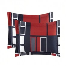 Black Gray Red Plaid Pattern Bedding Sets - Full/Queen - View 4