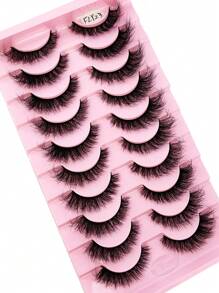 10pairs 3d Faux Mink Eyelashes, Natural Thick Dramatic Fluffy Long False Eyelashes Extension - 黑色 - 查看 8