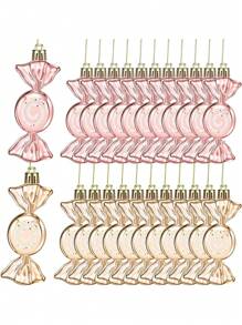 6 件圣诞糖果装饰套装香槟金/玫瑰金塑料闪光糖果装饰圣诞树、婚礼、生日、DIY 手工礼品、圣诞节 - 彩色 - 查看 1