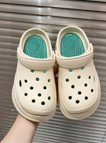 Women's Closed Toe Platform Slides, 2023 New Summer Hollow Out Mules Can Be Worn As Slippers Or Sandals - Green - View 1