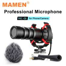 MAMEN Universal Video Microphone with Shock Mount,Shotgun Mic Video Livestream Recording Studio Camera Microphone for Phone Camera Tablet - Black - View 2
