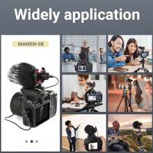 MAMEN Universal Video Microphone with Shock Mount,Shotgun Mic Video Livestream Recording Studio Camera Microphone for Phone Camera Tablet - Black - View 10