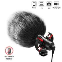 MAMEN Universal Video Microphone with Shock Mount,Shotgun Mic Video Livestream Recording Studio Camera Microphone for Phone Camera Tablet - Black - View 4