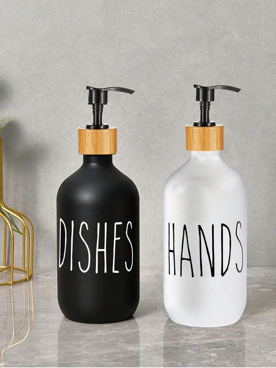 2件字母图案乳液分配器 回到学校 - 黑與白 - 查看 1