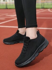 New Arrival Lightweight Breathable Soft-sole Running Shoes For Women, All-black, Suitable For Work, Jogging, Round-toe Sneakers For Traveling - Black - View 2