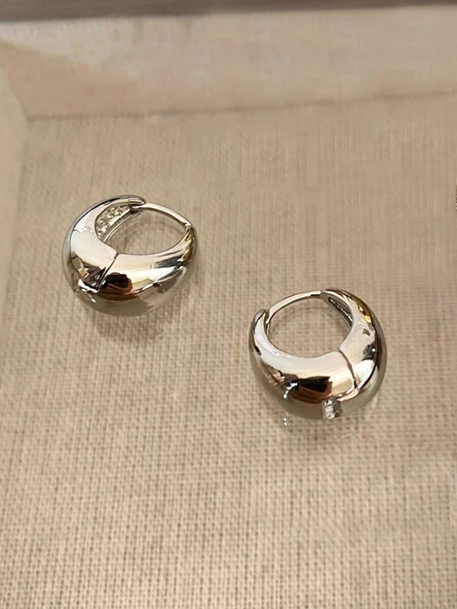 1pair Fashionable Minimalist Style Cold-tone Earrings For Women's Daily Wear