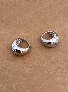 1pair Fashionable Minimalist Style Cold-tone Earrings For Women's Daily Wear - Silver - View 4