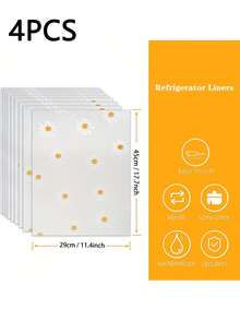 4PCS Daisy Printed Shelf Liners, Washable EVA Refrigerator Mat, Waterproof Oil-proof Cuttable Drawer Mat, Non-Slip Fridge Liner Mats Cover Pads For Freezer Glass Shelf Cupboard Cabinet - Clear - View 3