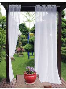 1pc Transparent Waterproof Outdoor Patio Door Curtain With Grommets - White - View 2