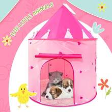 女孩專用遊戲帳篷,帶收納袋,彈出式遊戲帳篷房屋,適用於兒童幼兒的室內和室外活動,可摺疊、便攜,粉色 - 粉色 - 查看 4