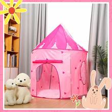 女孩專用遊戲帳篷,帶收納袋,彈出式遊戲帳篷房屋,適用於兒童幼兒的室內和室外活動,可摺疊、便攜,粉色 - 粉色 - 查看 3