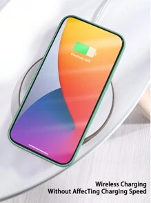 1PC Luxury Liquid Silicone Shockproof Case Compatible With Apple Compatible With IPhone 16 14 13 12 11 15 Pro Max Cover Compatible With IPhone 12 13 Mini 14 15 16 Plus Fashion With Velvet Protection Phone Cases - Green - View 4