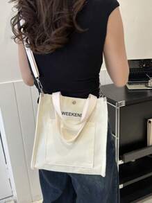 迷你托特包女性小手提包手提包帆布斜肩包錢包時髦手提包手提包適合女士時尚斜挎包 - 米色 - 查看 3