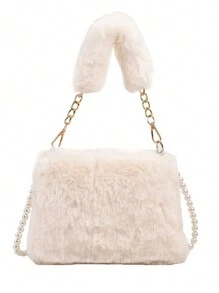 童裝包 秋冬款 毛絨 女童單肩斜挎包時尚簡約萬用款式 - 白色 - 查看 1