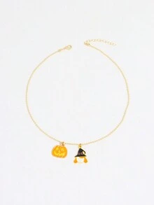 Süße Und Lustige Halloween-kürbis-mädchen-anhänger-schlüsselbein-kettenhalskette Für Frauen, Urlaubsparty-zubehör