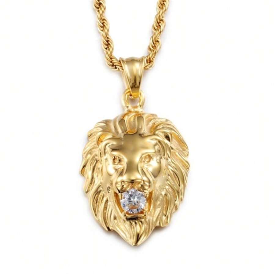 SeuSuk 女性華麗和時髦獅子頭水鑽項鍊,首飾類禮品