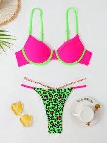 Women Bikini Sets - 玫紅色 - 查看 1