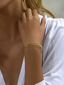1 Pieza Brazalete Con Diseño De Línea Minimalista De Moda