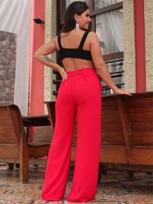Women Pants - 紅色 - 查看 3