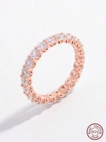 1個華麗瑰麗的經典925銀圓形cz戒指,作為精美的禮物、婚禮、訂婚、新娘珠寶