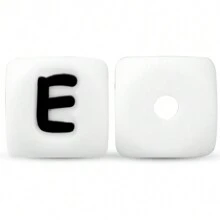 10 Pezzi 12mm Perline Di Silicone Con Base Bianca E Lettere Nere Per La Realizzazione Fai Da Te Di Catenelle Per Succhietti, Portachiavi E Gioielli