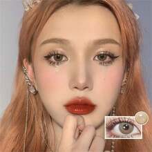 Morningcon 2pcs/pack Gray Colored Contact Lenses With Same Diameter, Power And Sweet Natural Style. - Brown - View 2