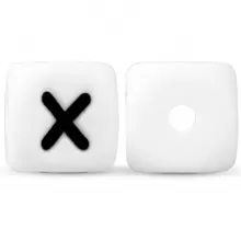 10 Pezzi 12mm Perline Di Silicone Con Base Bianca E Lettere Nere Per La Realizzazione Fai Da Te Di Catenelle Per Succhietti, Portachiavi E Gioielli