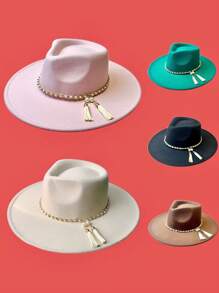 1 Dây Chuyền Nữ Trang Trí Mũ Fedora Thời Trang Có Thể Điều Chỉnh Cho Ngoài Trời - Màu be - Xem 7