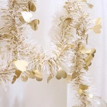 1入組2米編織愛心及閃閃發光的箔紙花環,節日派對室內和花園裝飾 - 金色 - 查看 10