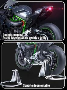 Coleccion Escala Moto Juguete H2r Con Luz Y Sonido Base 22cm - Negro - Ver 4