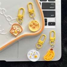 4pcs/Set Cute Breakfast Plate Shaped Keychain For Backpack, Couple Best Friend Gift Car Accessories Bag Charm Backpack For School Goth Y2k - Multicolor - View 2