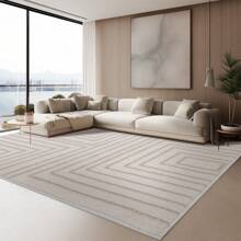 1片抽象線條圖案現代極簡北歐風格時尚客廳地毯沙發茶幾地毯 - 駝色 - 查看 2