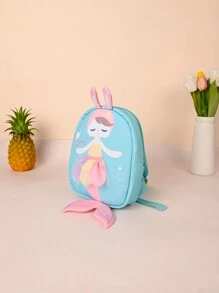 Metoo Tiramitu 1 件美人魚尾巴形狀兒童背包,帶有珠子和帆材料,女孩 - 薄荷綠 - 查看 3