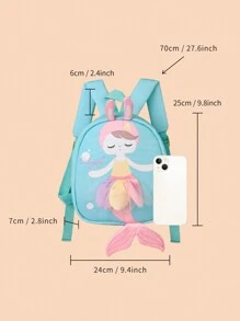 Metoo Tiramitu 1 件美人魚尾巴形狀兒童背包,帶有珠子和帆材料,女孩 - 薄荷綠 - 查看 5