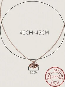 1 件豪華 925 純銀眼睛形狀吊墜項鍊,飾有方晶鋯石。適合女士日常穿著及節日禮品