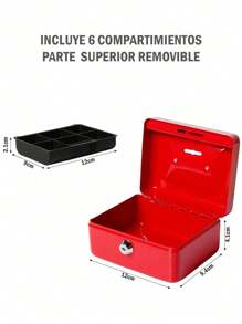 Small Cash Box With Lock And Coin Piggy Slot - 紅色 - 查看 7