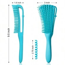 2pcs Styling Combs For Wet/dry/long & Thick Curly Hair - Blue - View 3