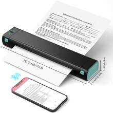 Phomemo Impresora Portátil Sin Tinta, Impresora Portátil Inalámbrica Para Viajes, Impresora Térmica Compatible Con Papel De Carta 8.5" X 11" En Ee. Uu. - Negro - Ver 8