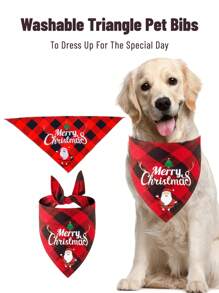 1入組紅色的寵物方巾適合萬聖節,聖誕帶南瓜,鬼,怪物印花,合適的適用於小狗和貓服飾裝飾用品 - 紅色 - 查看 1