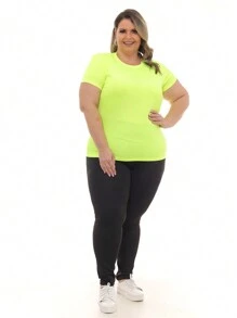 Kit 3 Peças - Camiseta Feminina Dry Fit Plus Size Poliester Academia - Multicolorido - Visão 10