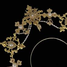 派對1pc女士金色貝殼鍊金屬蘿莉塔光環太陽皇冠髮箍，適用於日常使用、T台秀、攝影和Cosplay道具 - 金色 - 查看 6