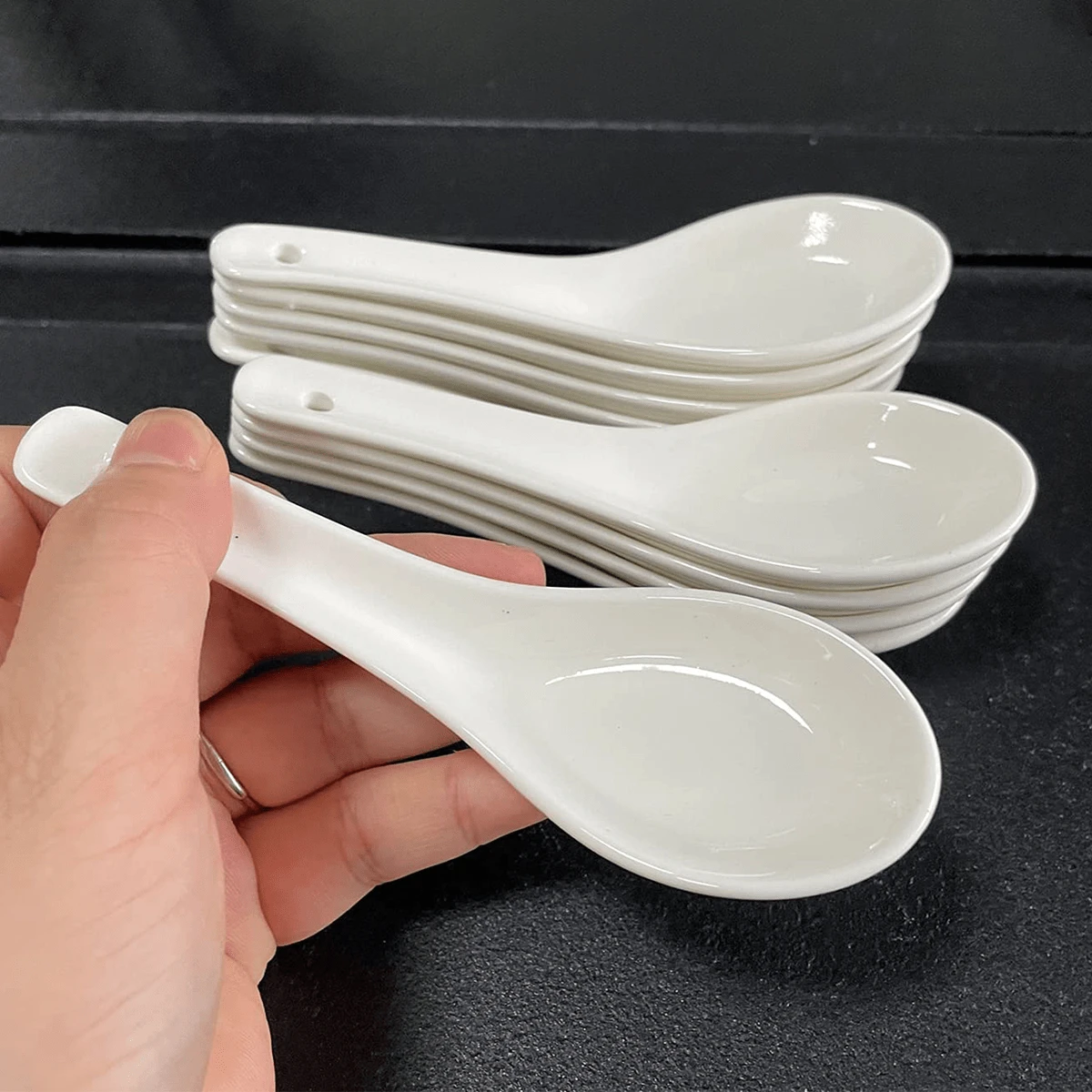 1 Colher Simples De Porcelana Branca Para Comer E Beber, Adequada Para ...