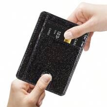 1 peça carteira minimalista fina e brilhante, carteira com bolso frontal, bolsa com bloqueio de RF para meninas, porta-cartões, carteira, porta-cartões de visita, porta-cartões de crédito, porta-cartões de identificação, porta-cartões para mulheres, mini carteira, carteira para cartões