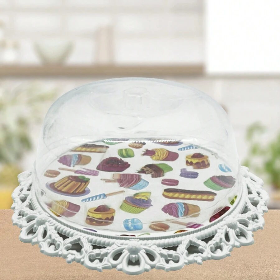 1 Pza Charola para pan o pastel con tapa de plástico - Unitalla - Ver 1