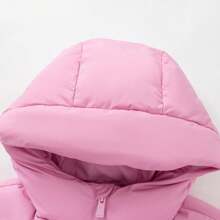 Balabala 少女信件印花斜口袋保暖防風拉鍊帽羽絨外套 - 粉色 - 查看 6