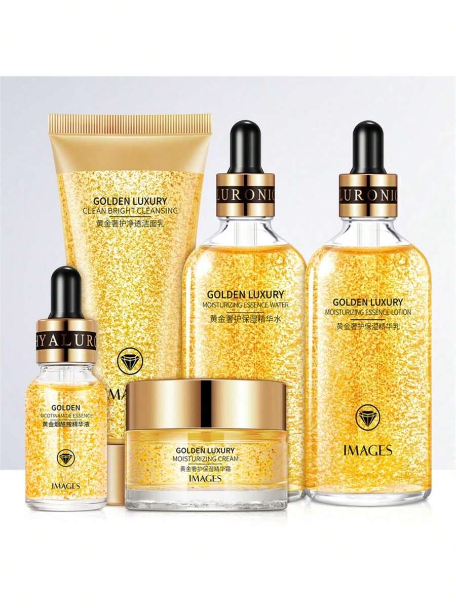 5 Piece Set Gold Essential Moisturizing Hydrating Set - 1 - Gold - View 1