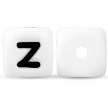 10 Pezzi 12mm Perline Di Silicone Con Base Bianca E Lettere Nere Per La Realizzazione Fai Da Te Di Catenelle Per Succhietti, Portachiavi E Gioielli