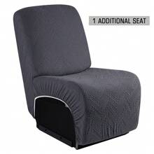 Stretch Recliner Sofa Covers, Reclining Couch Covers With Pockets, Jacquard Reclining Sofa Covers Soft Washable Furniture Protector With Elastic Bottom - Dark Grey - View 3